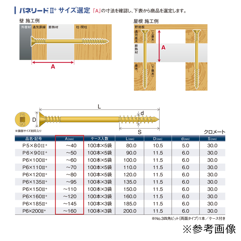 外張り断熱工法用ビス　パネリード2+　P6-100II+　5袋（100本入×5）　クロメート処理　100mm_画像4