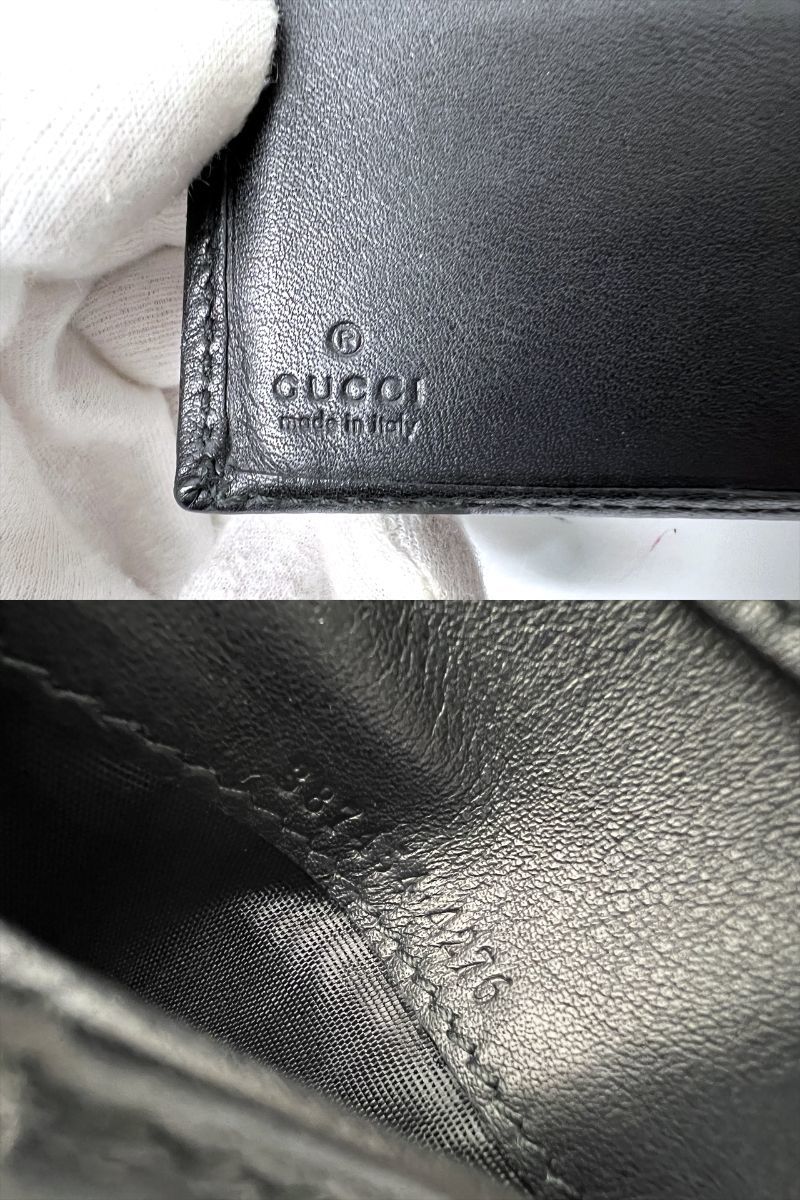 正規品 GUCCI グッチ スタッズ カーフレザー 二つ折り財布 黒 正規品 GUCCI グッチ スタッズ カーフレザー 二つ折り財布 黒