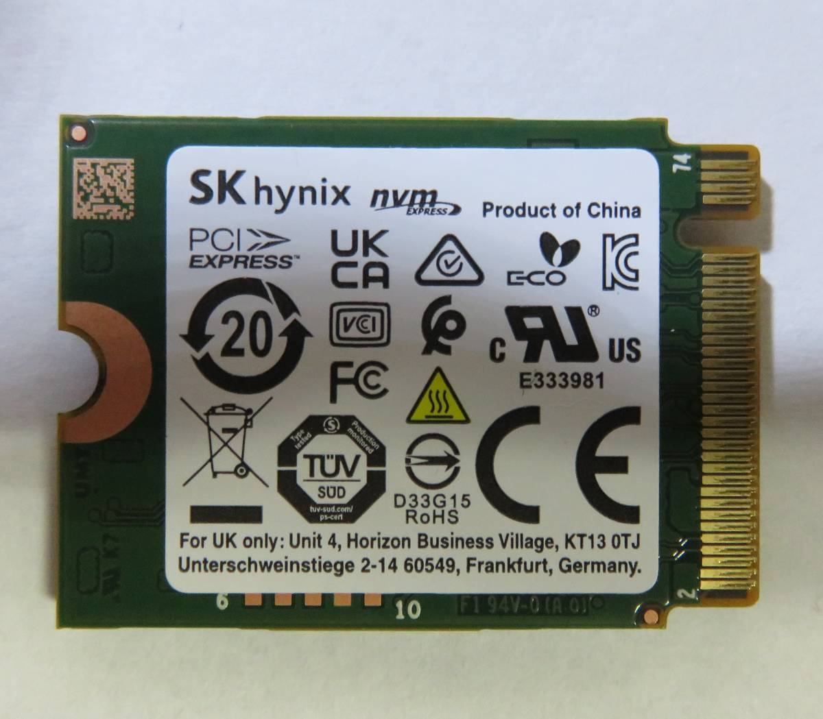 ◇中古 SKhynix BC711 256GB HFM256GD3GX013N M.2 NVMe 4時間/31回 ②_画像2