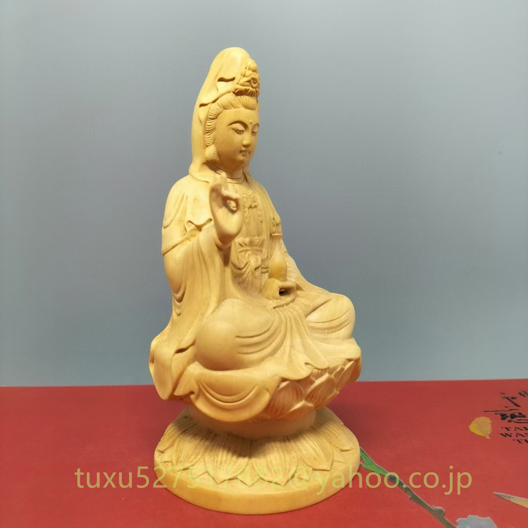 新品 希少 観音菩薩 観音像 木彫り 仏教美術 木製　彫刻 _画像4