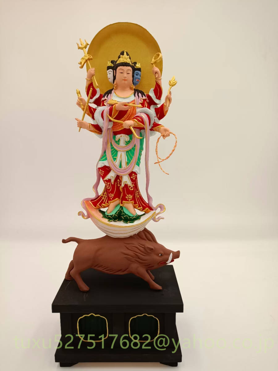 摩利支天 立像 高さ27.5cm 木彫仏教 仏教工芸品 彩繪 仏師で仕上げ品 