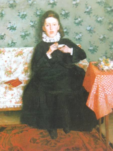 ヴィルヘルム・トリューブナー、ソファに座る少女、19世紀外国巨匠作家、新品高級額装付、合わせ厚手マット付_画像3