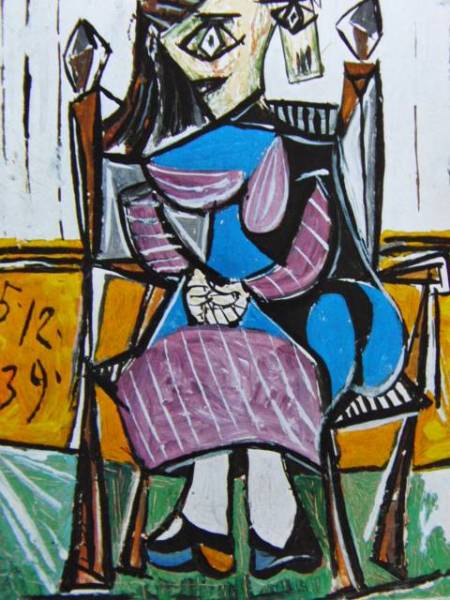 ピカソ、肘かけ椅子の女、希少画集画、新品額付_画像3