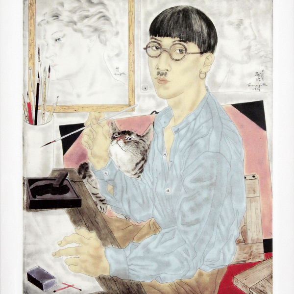 TAKIYA】 藤田嗣治 ロイヤルコペンハーゲン 陶板画 『自画像』 限定94