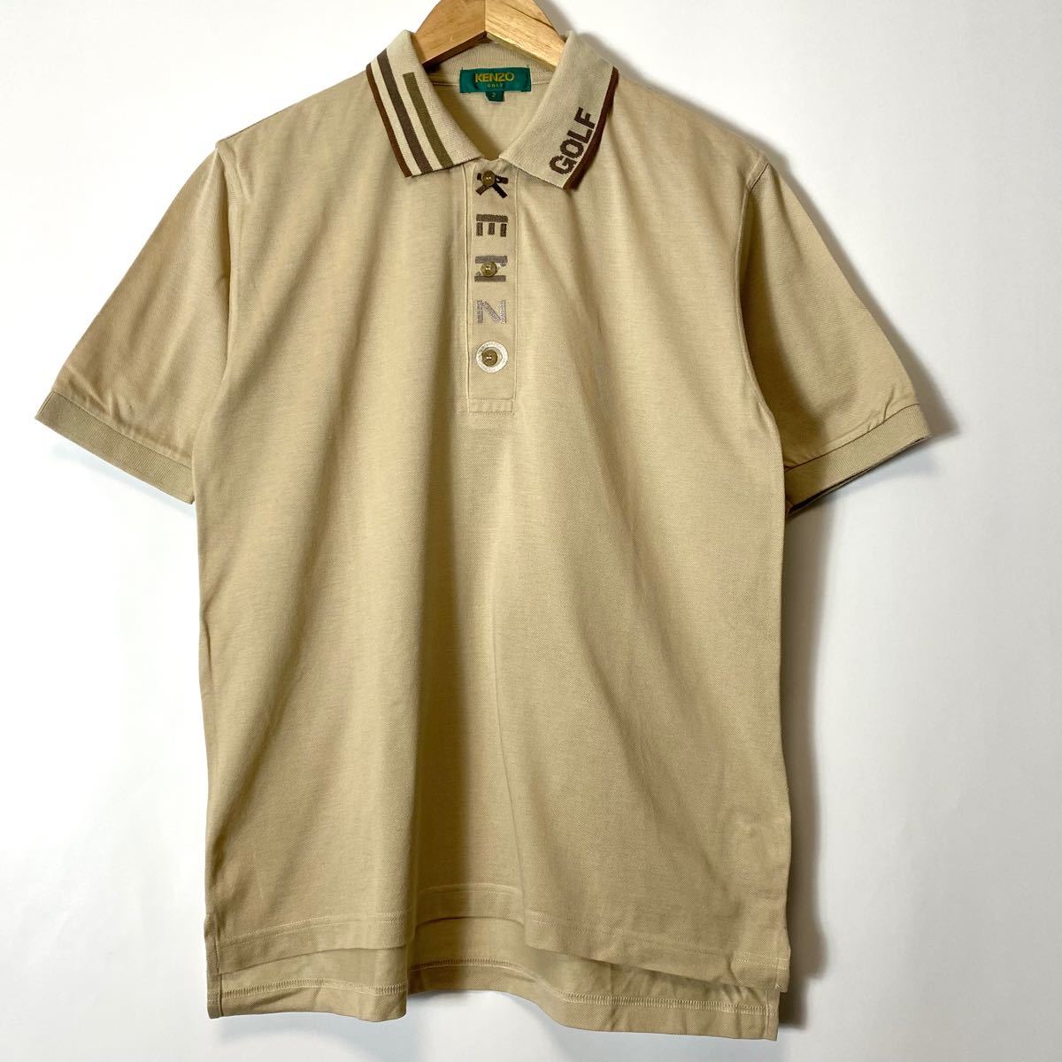 KENZO GOLF ケンゾー 半袖 刺繍 ポロシャツ ゴルフウェア ベージュ S