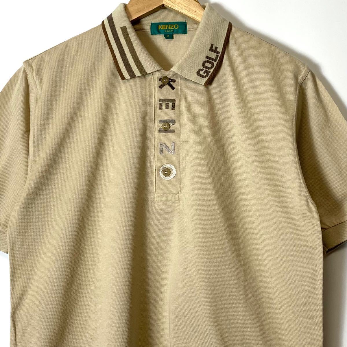 KENZO GOLF ケンゾー 半袖 刺繍 ポロシャツ ゴルフウェア ベージュ S