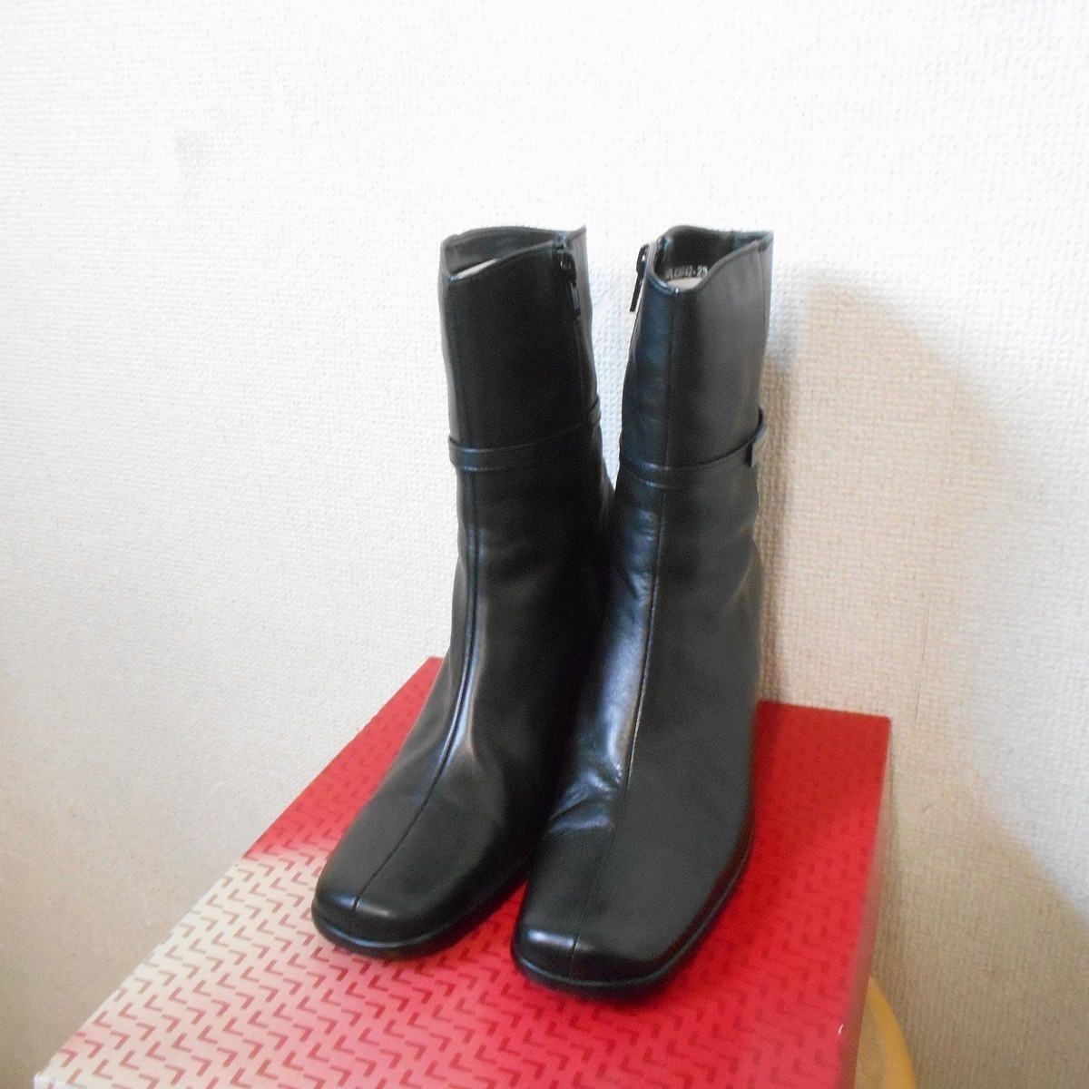  Lancel LANCEL natural leather lady's for middle boots black 23cm