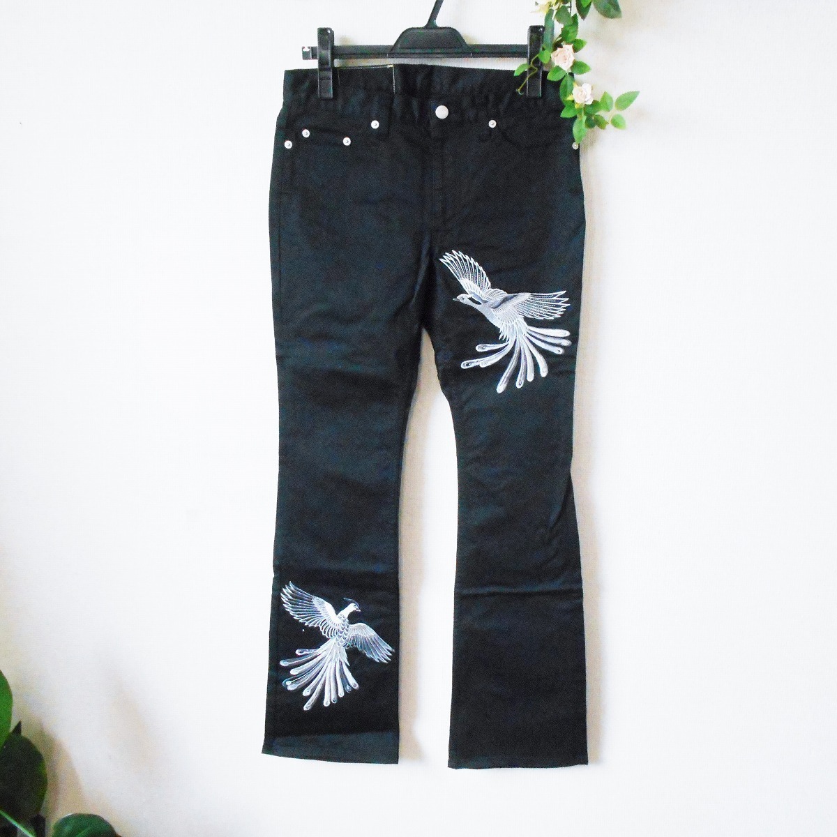 最新入荷】 美品 2 黒 パンツ 入り 刺繍 和柄 男女兼用 GLAMDY