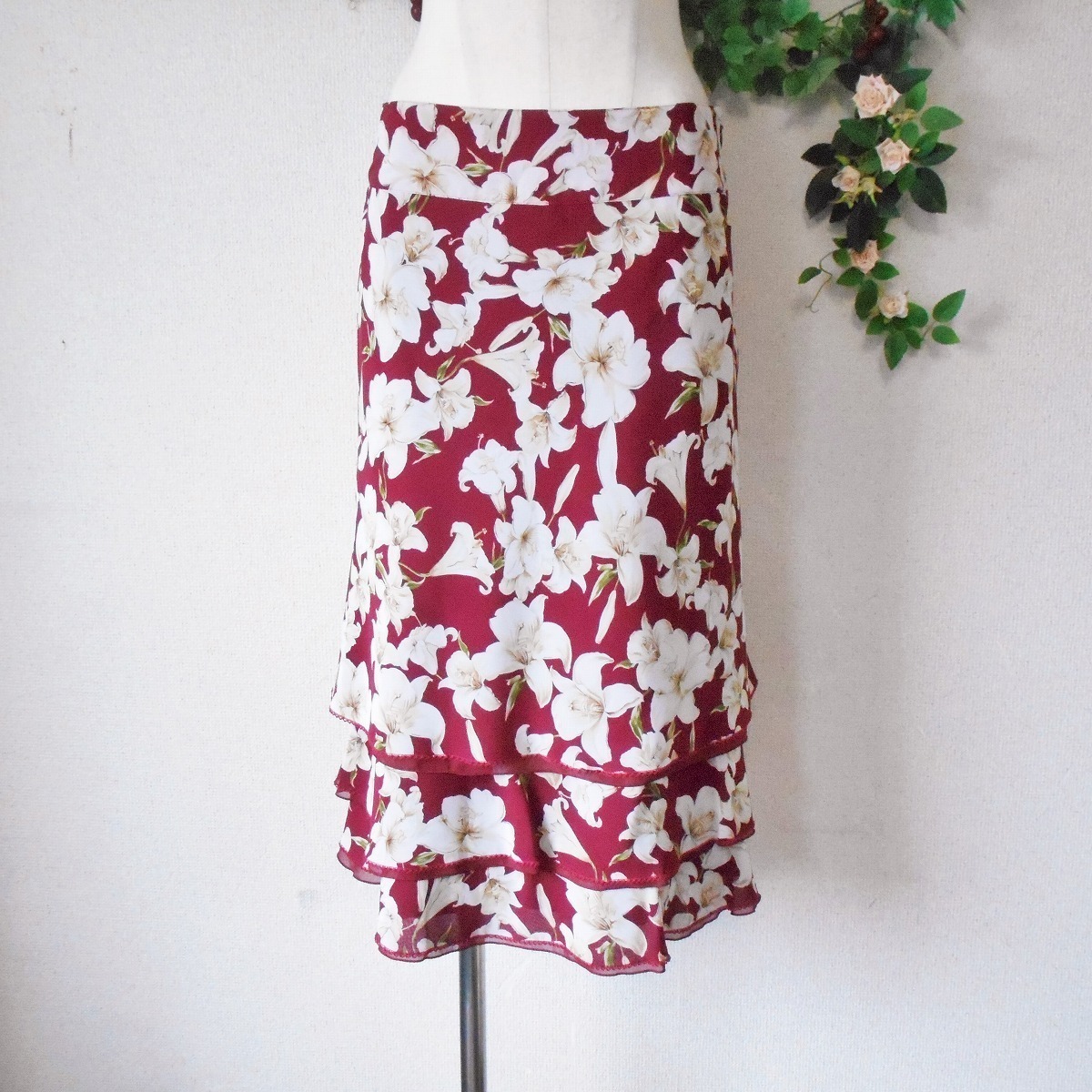 インゲボルグ INGEBORG カサブランカ プリント の 素敵 な 裾 段付き スカート 9