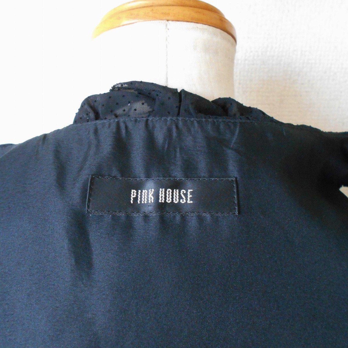 美品 ピンクハウス PINKHOUSE 総 フリル 使用 フロッキー ドット