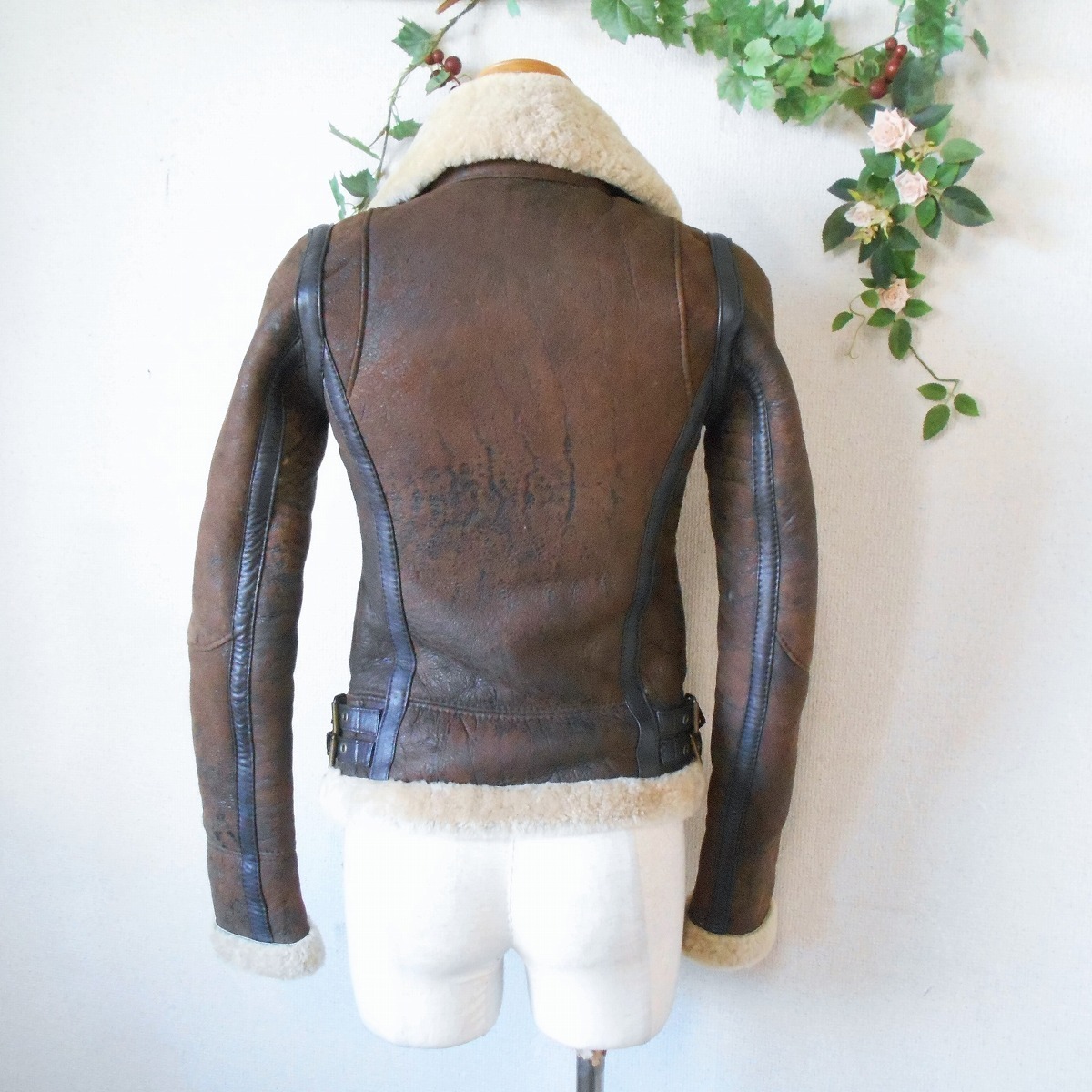 do-maDOMA sheep leather lady's for reverse side boa leather jacket blouson XS small . person direction 