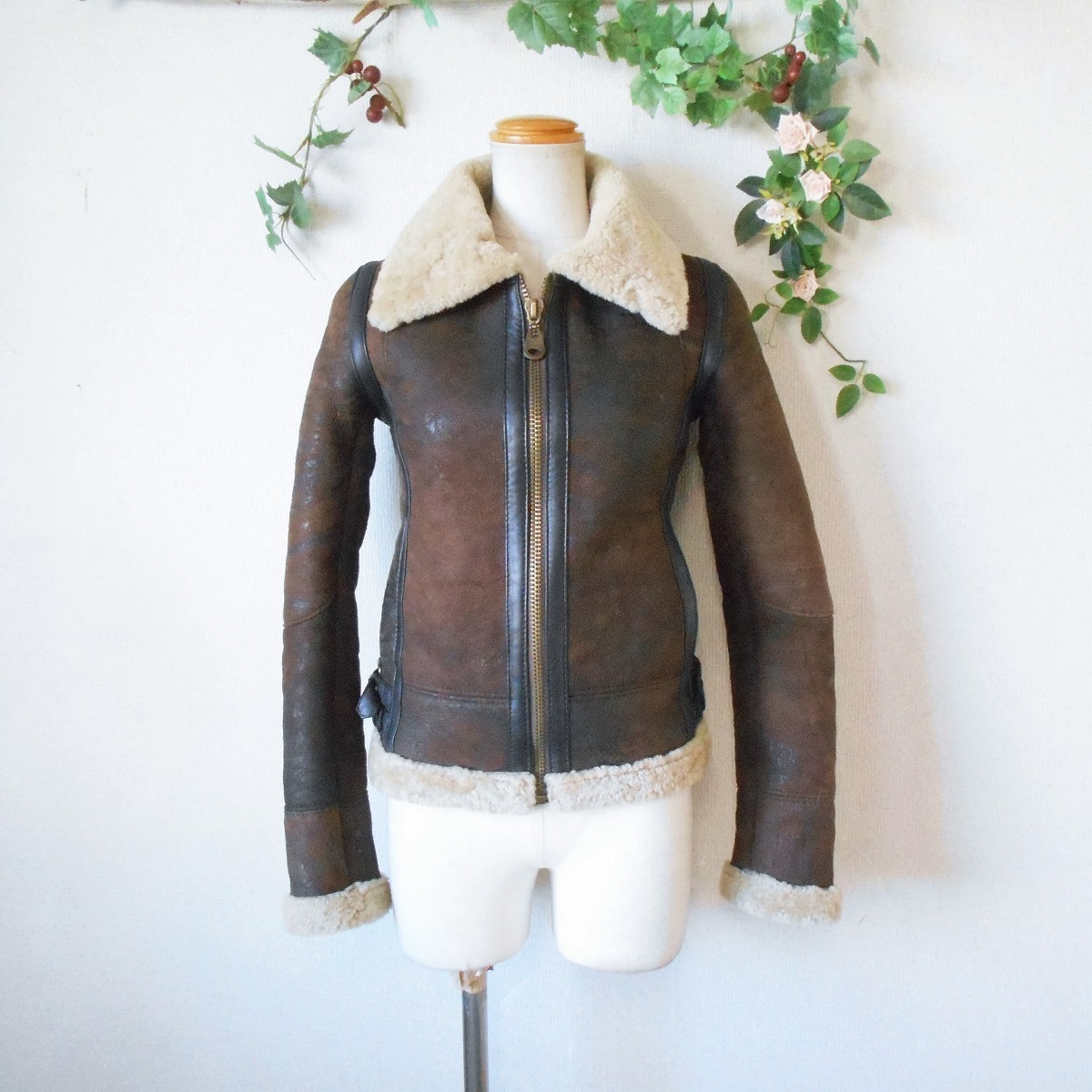 do-maDOMA sheep leather lady's for reverse side boa leather jacket blouson XS small . person direction 