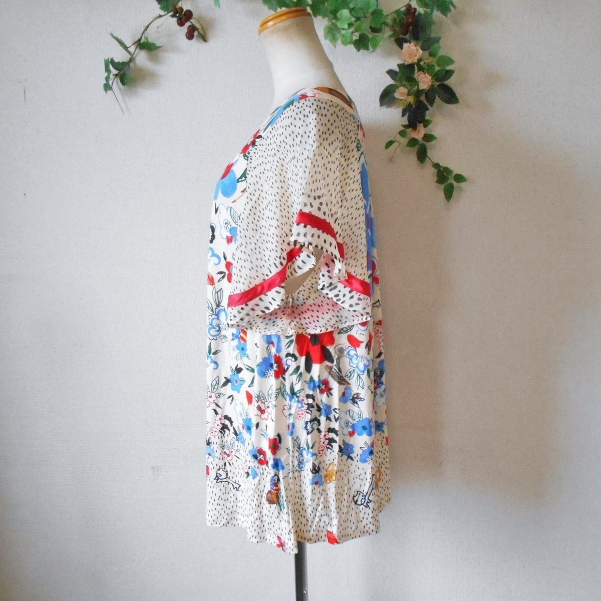 ツモリチサト TSUMORI CHISATO シルク袖 プリント 可愛い チュニック