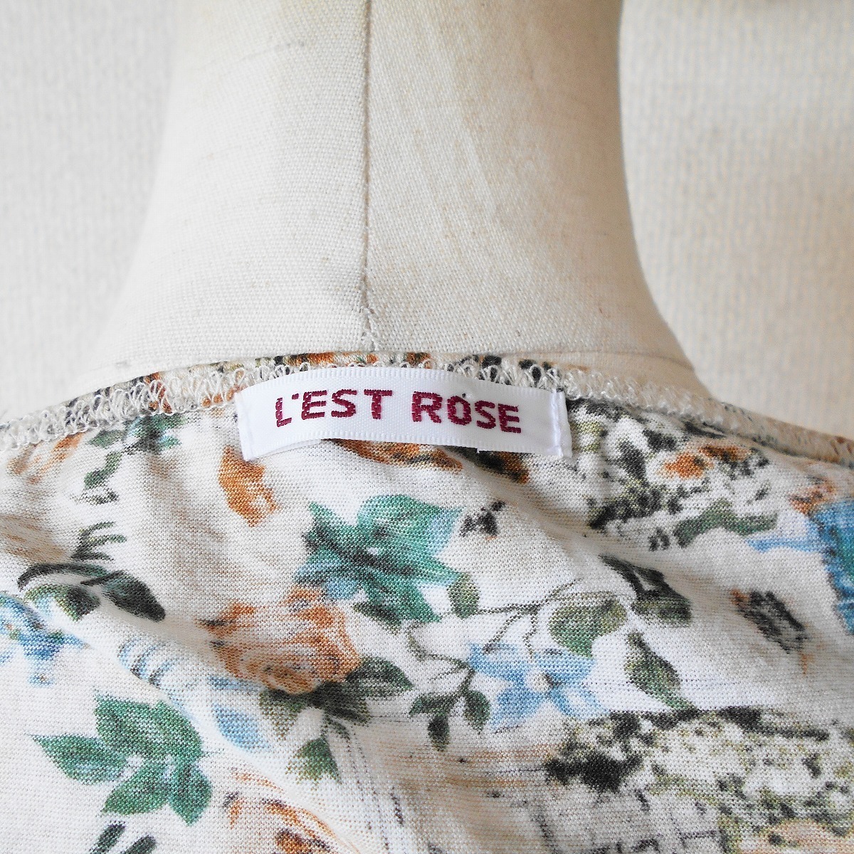 レストローズ LEST ROSE レース 切替 の 可愛い ベアトップ ノースリーブ カットソー 日本製 2_画像7