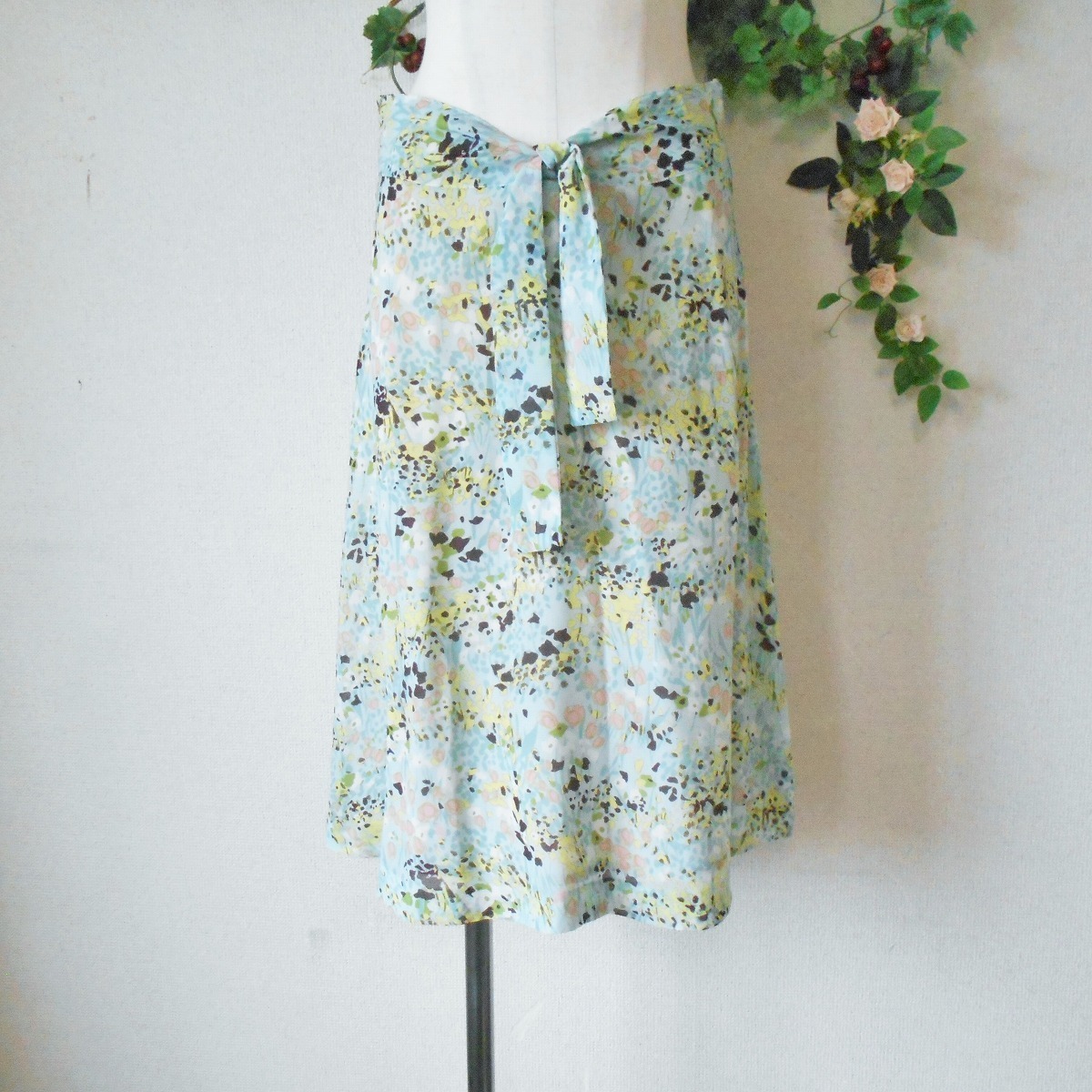 エミスフェール HEMISPHERES 春夏 向き リボン の 可愛い スカート 日本製 36_画像1