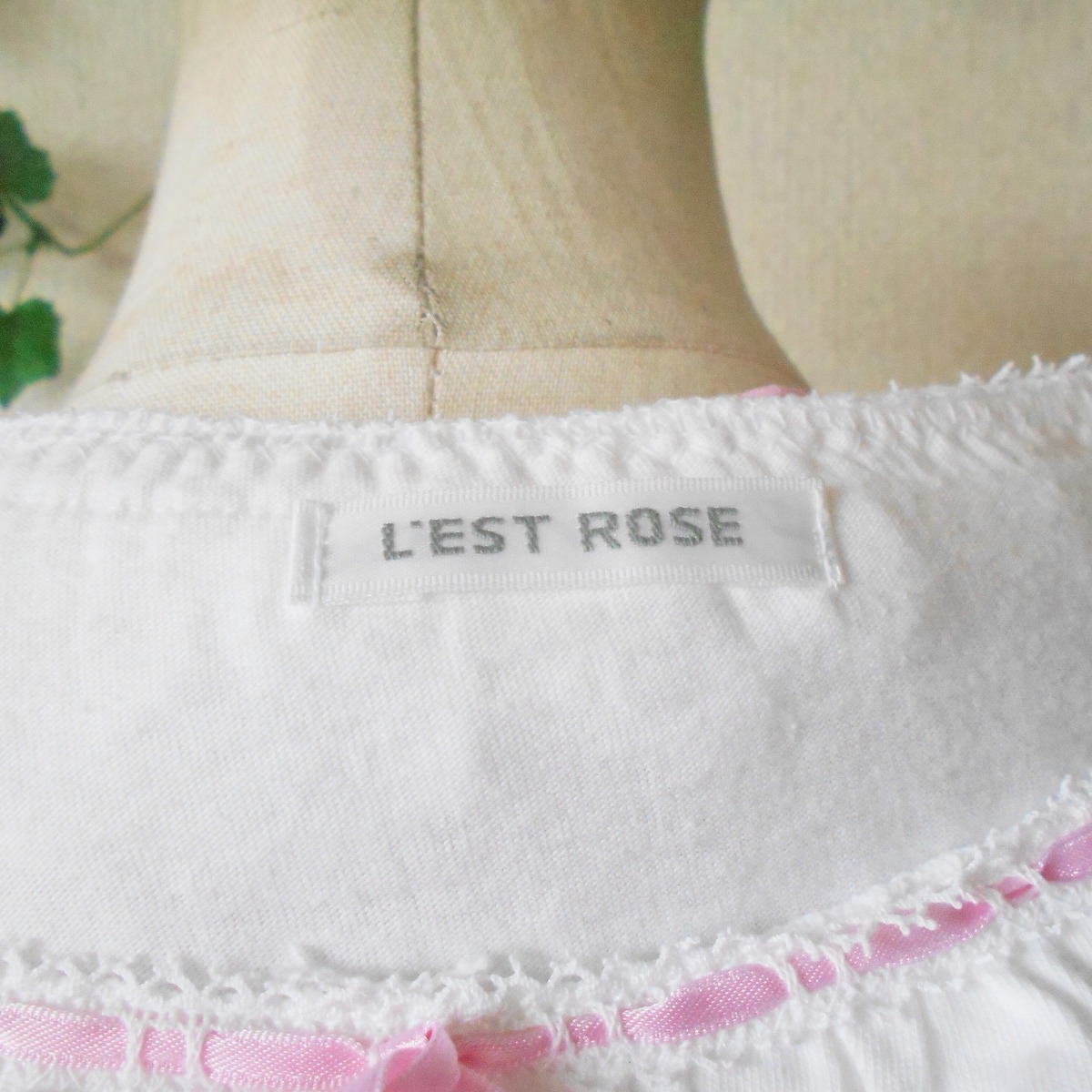 レストローズ LEST ROSE はしご リボン & フリル の 可愛い 7分袖 カットソー 日本製 M_画像8