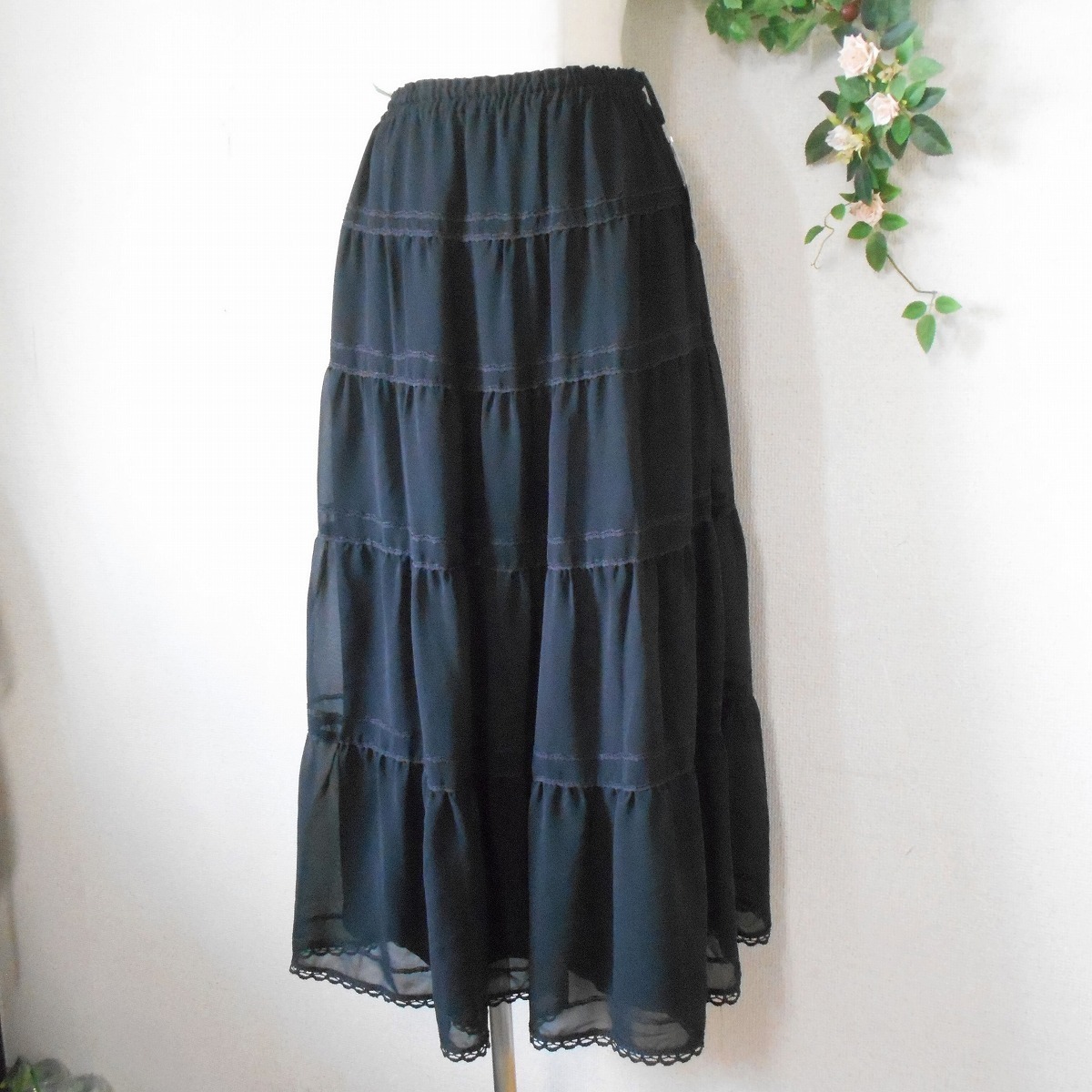  unused Kaneko Isao KANEKO ISAO small width race use see-through skirt black waist total rubber 