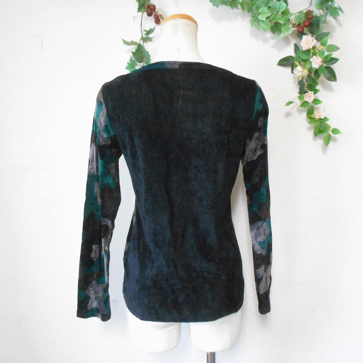 美品 ノリコ アラキ noriko araki チュール & フロッキー 切替 レディース 用 カットソー 日本製 42_画像6
