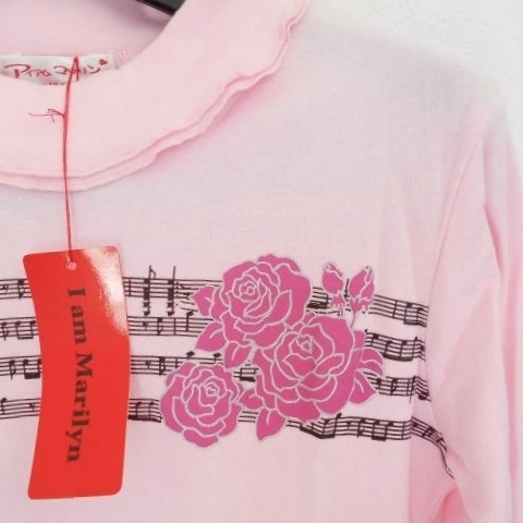  tag equipped I am Marilyn I am Marilyn Kids Junior 150cm 2 pieces set long sleeve collar attaching T-shirt cut and sewn pink white rose sound 