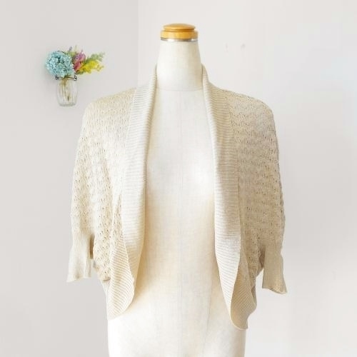  Indivi INDIVI 38 lady's knitted cardigan beige lame entering tops 