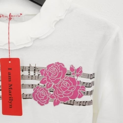  tag equipped I am Marilyn I am Marilyn Kids Junior 150cm 2 pieces set long sleeve collar attaching T-shirt cut and sewn pink white rose sound 