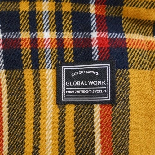 新品 グローバルワーク GLOBAL WORK マフラー ショール ストール ニット カラシ ネイビー チェック_画像7