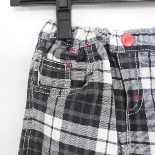 MPS エムピーエス キッズ 130cm 女の子 パンツ 白 ホワイト 黒 ブラック チェック 裾 クシュクシュ ボトム_画像2