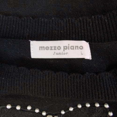 メゾピアノ mezzo piano L 160cm 長袖 ニット セーター リボン レース パール 風 ロゴ刺繍 黒 ブラック トップス_画像7