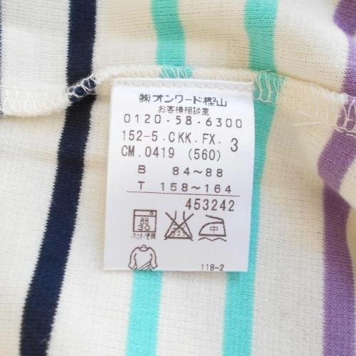 any FAM エニィファム オンワード樫山 3 ゆったり 大きめ 五分袖 Ｔシャツ チュニック トップス 白 ホワイト 紺 ネイビー パープル グリー_画像8