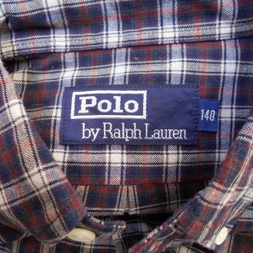 POLO by Ralph Lauren ポロ ラルフローレン キッズ ジュニア 140ｃｍ 男の子 長袖 シャツ 紺 ネイビー エンジ 白 ホワイト チェック （株）_画像6