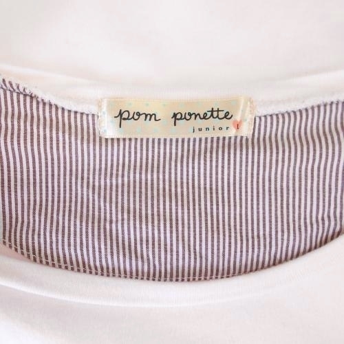ポンポネット pom ponette ナルミヤ Ｌ 160ｃｍ 可愛い リボン プリント ストライプ 柄 薄い ピンク トップス_画像6