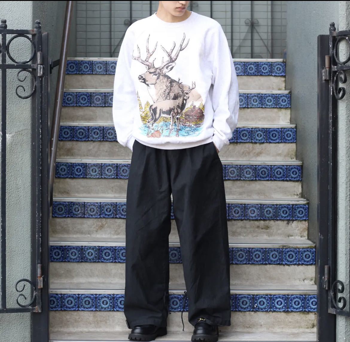 USA VINTAGE DEER PRINT SWEAT SHIRT/アメリカ古着鹿プリントスウェット