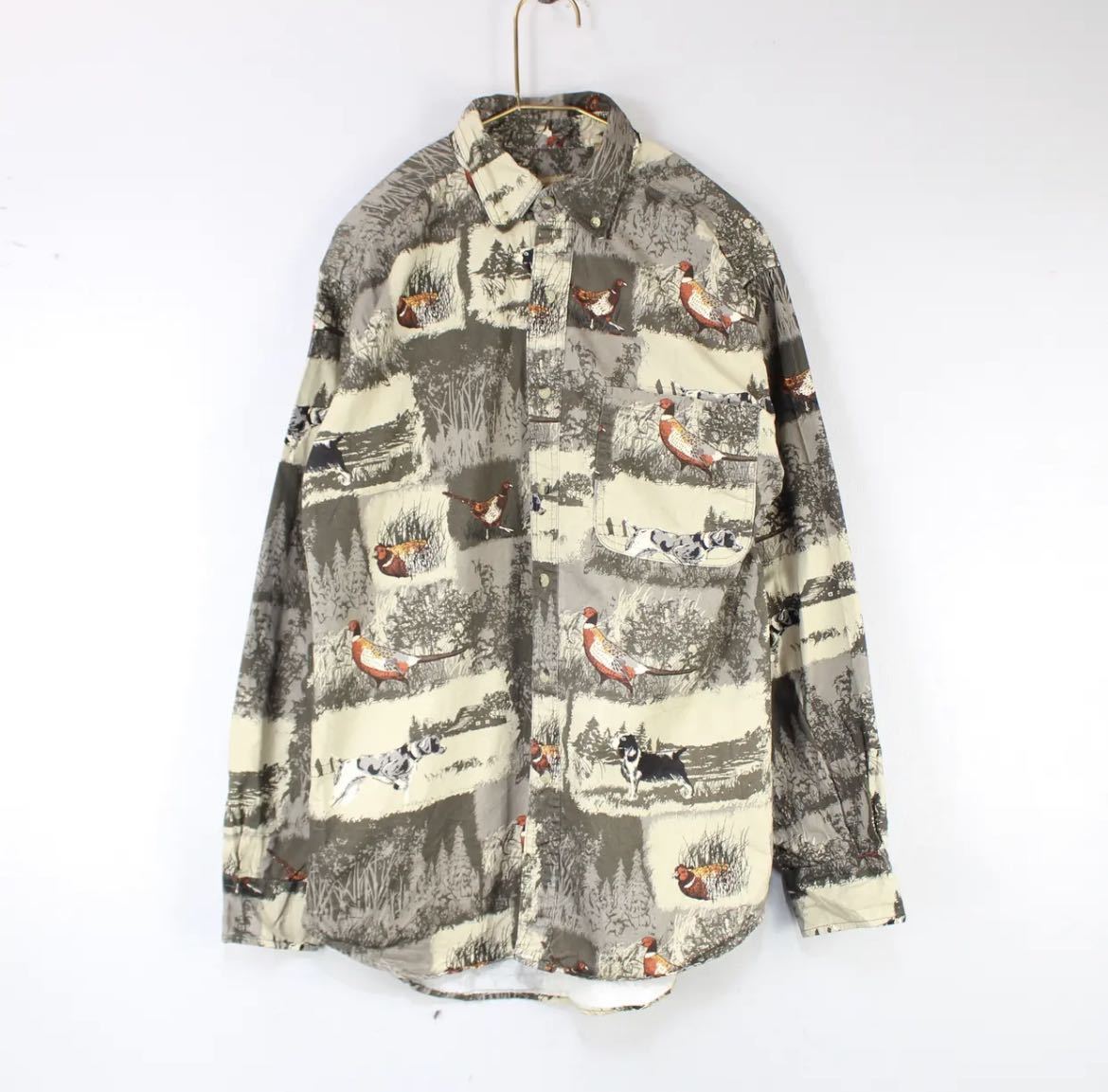 USA VINTAGE ANIMAL PATTERNED LONG SLEEVE COTTON SHIRT/アメリカ古着アニマル柄長袖コットンシャツ(メンズ)_画像4