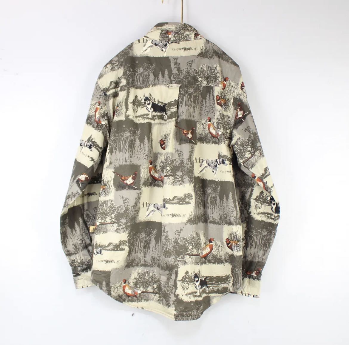 USA VINTAGE ANIMAL PATTERNED LONG SLEEVE COTTON SHIRT/アメリカ古着アニマル柄長袖コットンシャツ(メンズ)_画像5