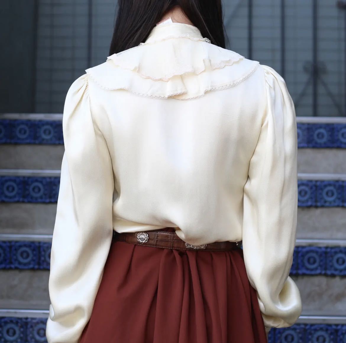 USA VINTAGE GUNNIES GUNNE SAX LACE PEARL BUTTON LACE FRILL BLOUSE/アメリカ古着ガニーズガニーサックスブラウスレースフリルブラウス_画像3