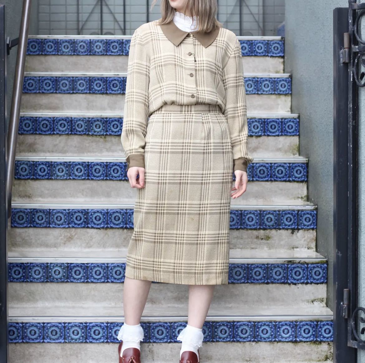 RETRO VINTAGE CHECK PATTERNED JACKET SET UP/レトロ古着チェック柄