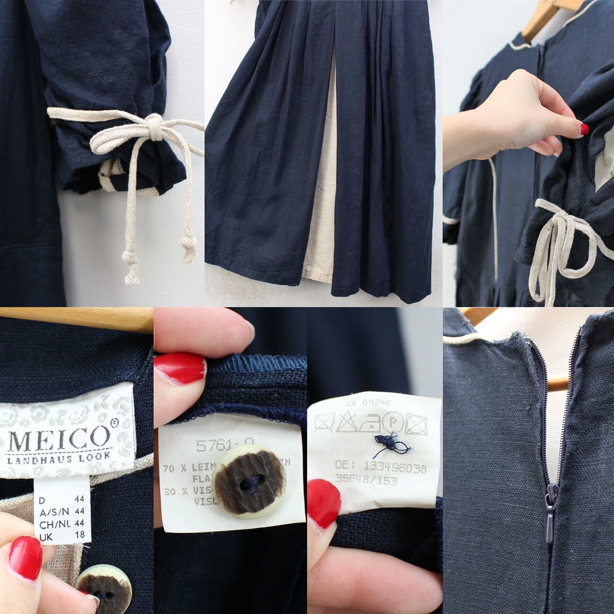 EU VINTAGE MEICO LANDHOUS LOOK EMBROIDERY LINEN TYROLIAN ONE PIECE/ヨーロッパ古着刺繍リネンチロリアンワンピース_画像10