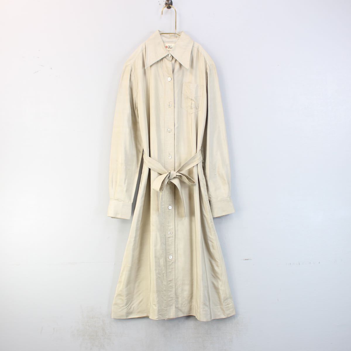 70's USA VINTAGE SILK100% BELTED ONE PIECE/アメリカ古着シルク100%ベルテッドワンピース_画像3