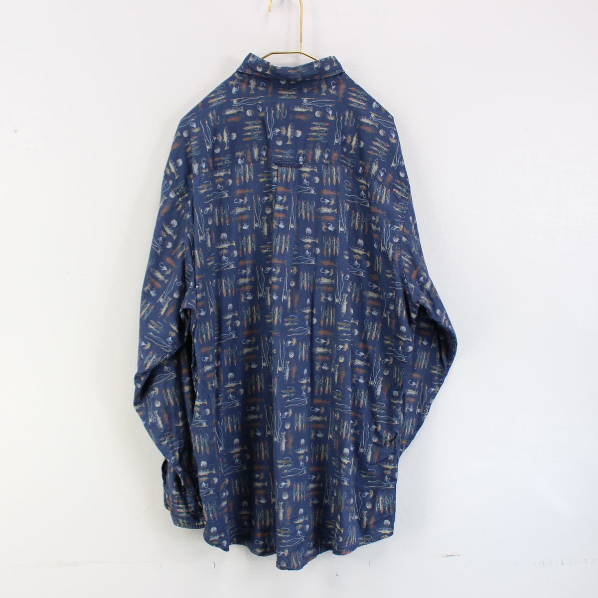 USA VINTAGE WOOL RICH FISH PATTERNED LONG SLEEVE SHIRT/アメリカ古着ウールリッチ魚柄長袖シャツ_画像5