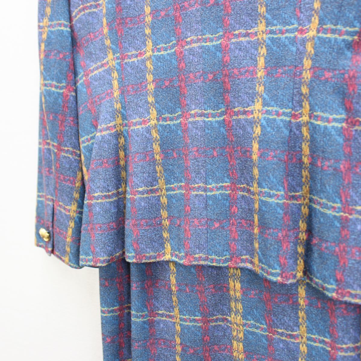 RETRO VINTAGE GOLD BUTTON CHECK PATTERNED SET UP JACKET/レトロ古着