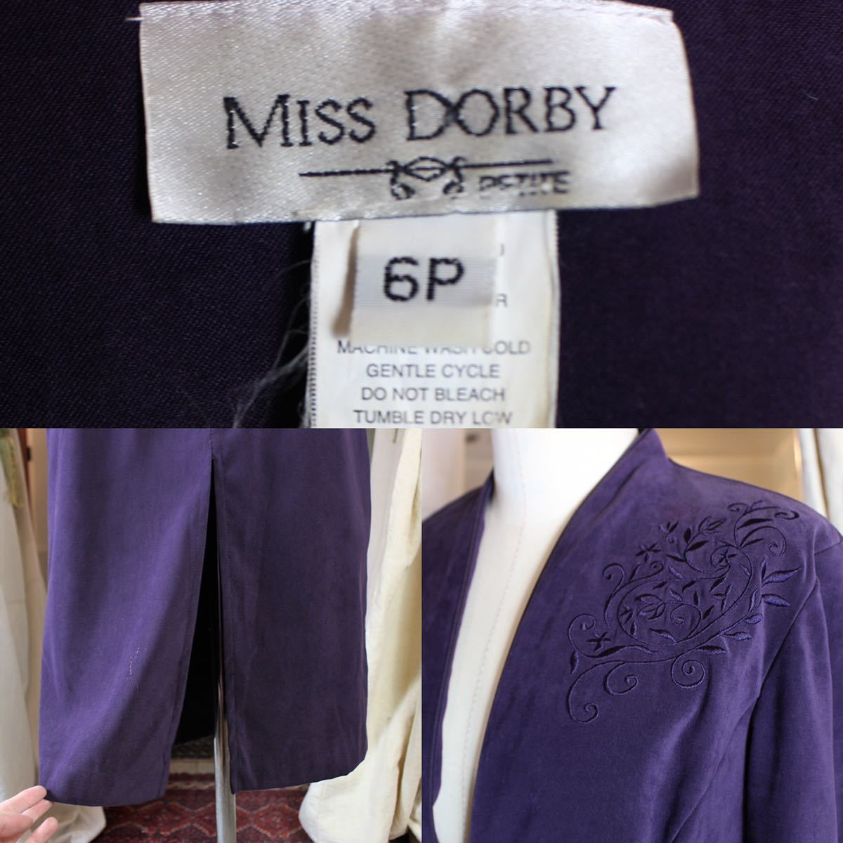 USA VINTAGE MISS DORBY EMBROIDERY FAKE SUEDE DESIGN SET UP