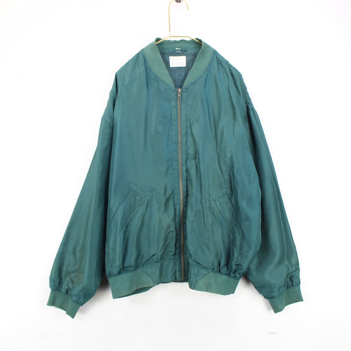 USA VINTAGE SILK100% ZIP BLOUSON/アメリカ古着シルク100%ジップ