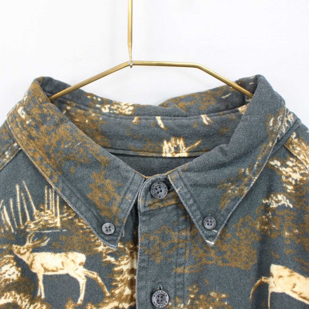 USA VINTAGE WOOL RICH DEER PATTERNED LONG SLEEVE SHIRT/アメリカ古着ウールリッチ鹿柄長袖シャツ_画像3