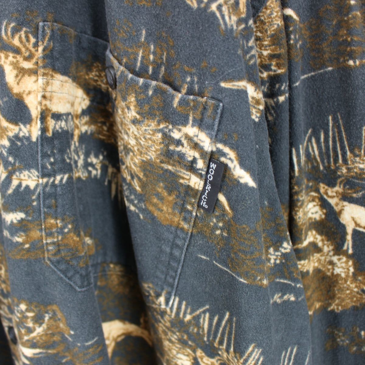 USA VINTAGE WOOL RICH DEER PATTERNED LONG SLEEVE SHIRT/アメリカ古着ウールリッチ鹿柄長袖シャツ_画像5