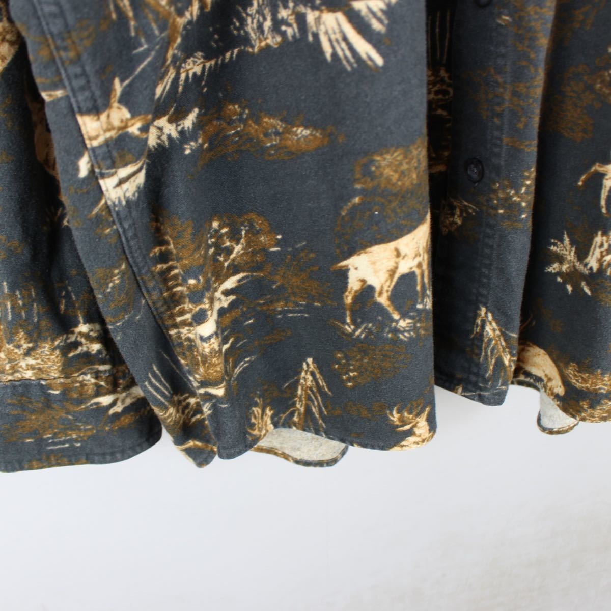 USA VINTAGE WOOL RICH DEER PATTERNED LONG SLEEVE SHIRT/アメリカ古着ウールリッチ鹿柄長袖シャツ_画像4