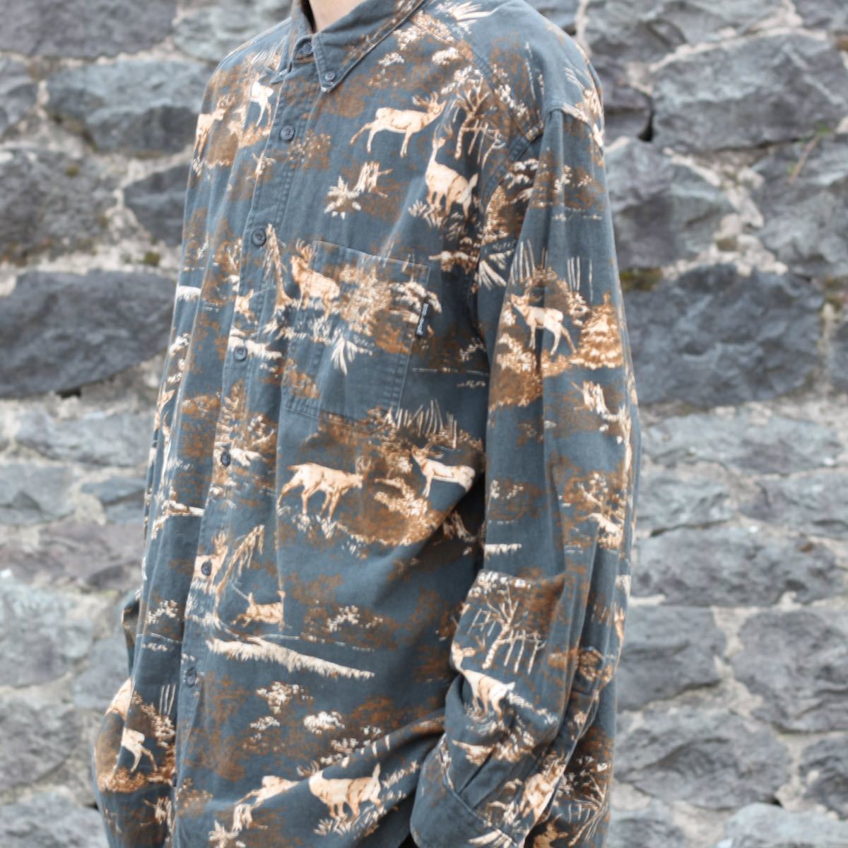 USA VINTAGE WOOL RICH DEER PATTERNED LONG SLEEVE SHIRT/アメリカ古着ウールリッチ鹿柄長袖シャツ_画像9