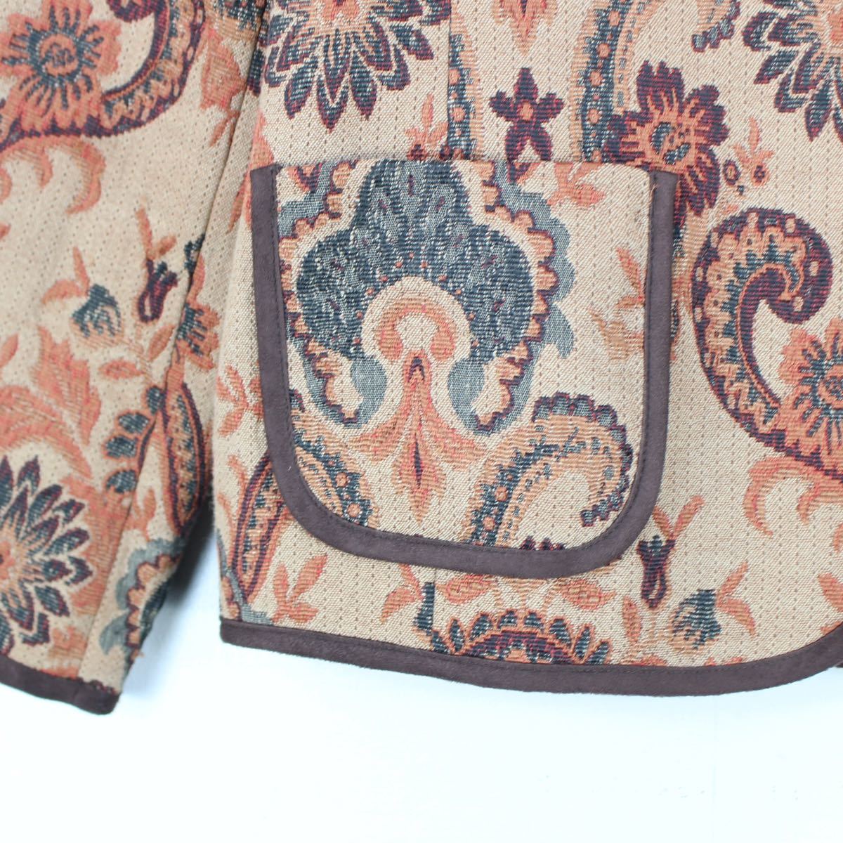 USA VINTAGE KASPER PAISLEY PATTERNED EMBROIDERY JACQUARD JACKET/アメリカ古着ペイズリー柄刺繍ジャガードジャケット_画像5