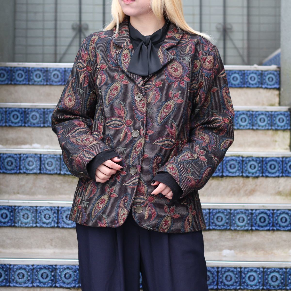 USA VINTAGE PAISLEY PATTERNED EMBROIDERY JACKET/アメリカ古着ペイズリー柄刺繍ジャケット