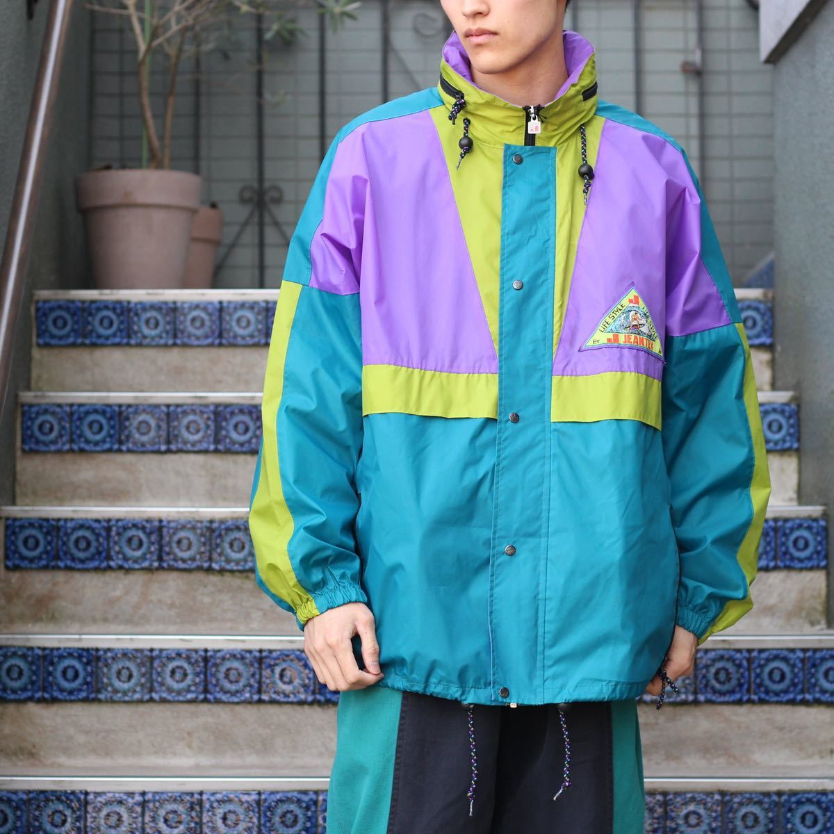 EU VINTAGE CRAZY PATTERNED ZIP UP BLOUSON/ヨーロッパ古着クレイジー