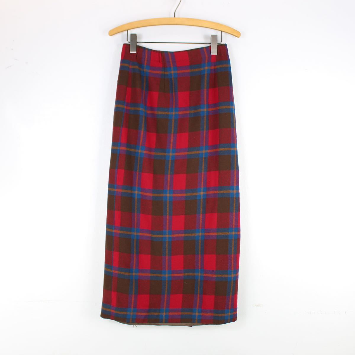 USA VINTAGE PENDLETON CHECK PATTERNED WOOL WRAP LONG SKIRT